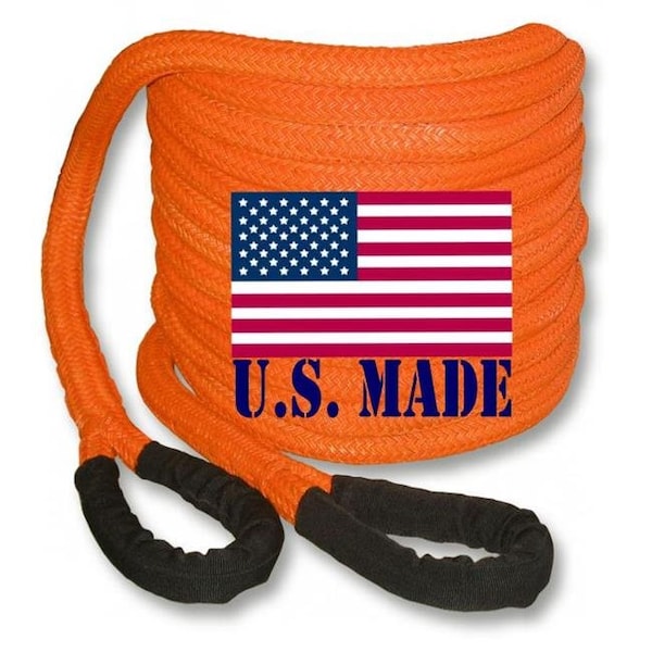 U.S. made 1 inch X 30 ft "FOOTBALL ORANGE" Safe-T-Line Kinetic RECOVERY ROPE (4X4 VEHICLE RECOVERY)